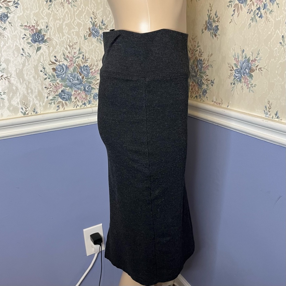 Basic Solid Ponte Knee Length Slit High Waist Cha… - image 3